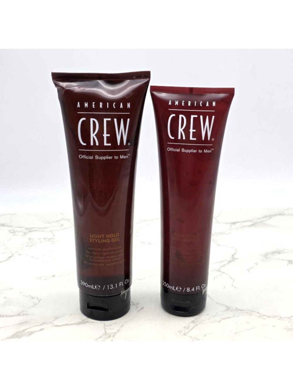 Lot of 2 American Crew Light and Firm Hold Styling Gel 13.1 oz and 8.4 oz NEW